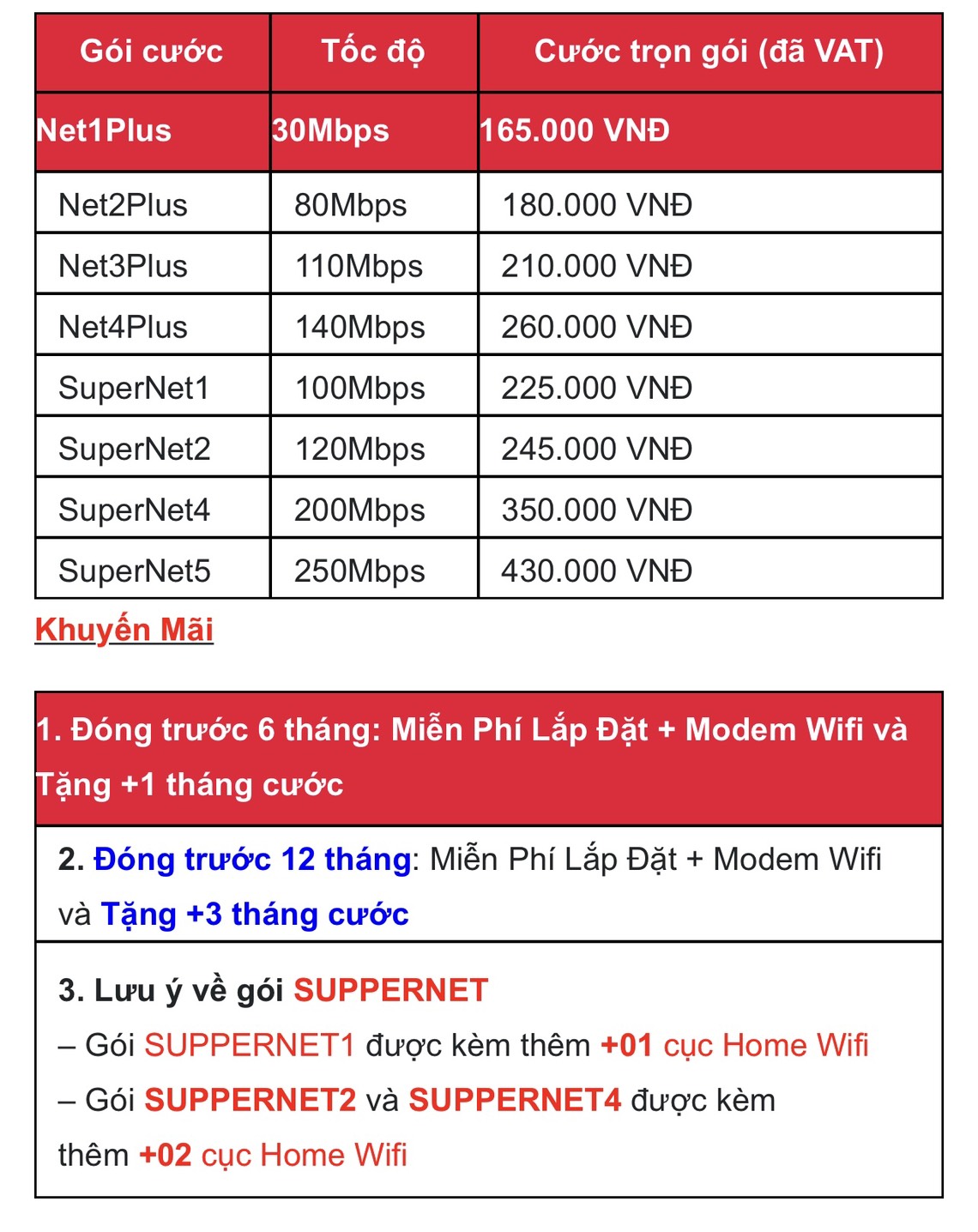 Gói cước cá nhân